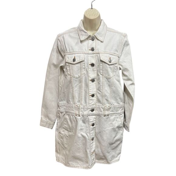 Ganni Bright White Denim Mini Dress NWT Size 40/ US 8/10 - Picture 5 of 10